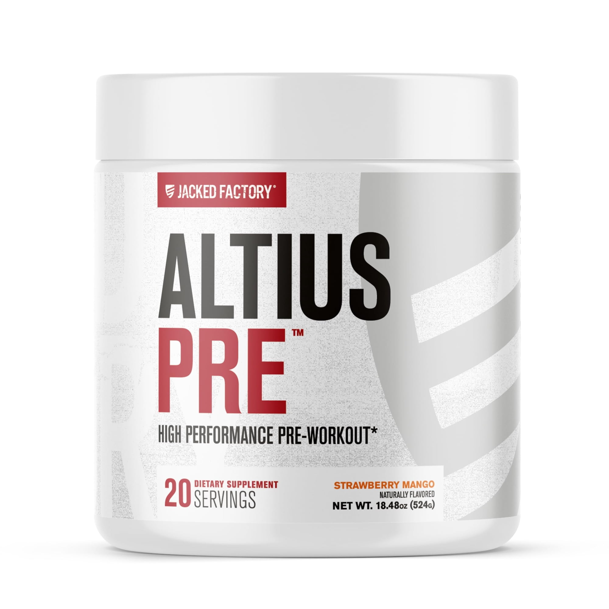 Jacked Factory Altius Pre Workout Powder - High Performance Preworkout w/ L-Citrulline, Creatine Monohydrate, Beta-Alanine, Alpha GPC, & PurCaf for Strength & Energy - 20 Servings, Strawberry Mango