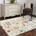 thumbnail image 5 of 2.7x5 Area Rugs, Leaf Wildflower Non-Skid Rubber Backing Large Rectangle Rugs - Living Room Bedroom Home Office, Vintage Country Plant Floral Leaves Indoor Floor Mat Carpets Washable Rug, 5 of 9
