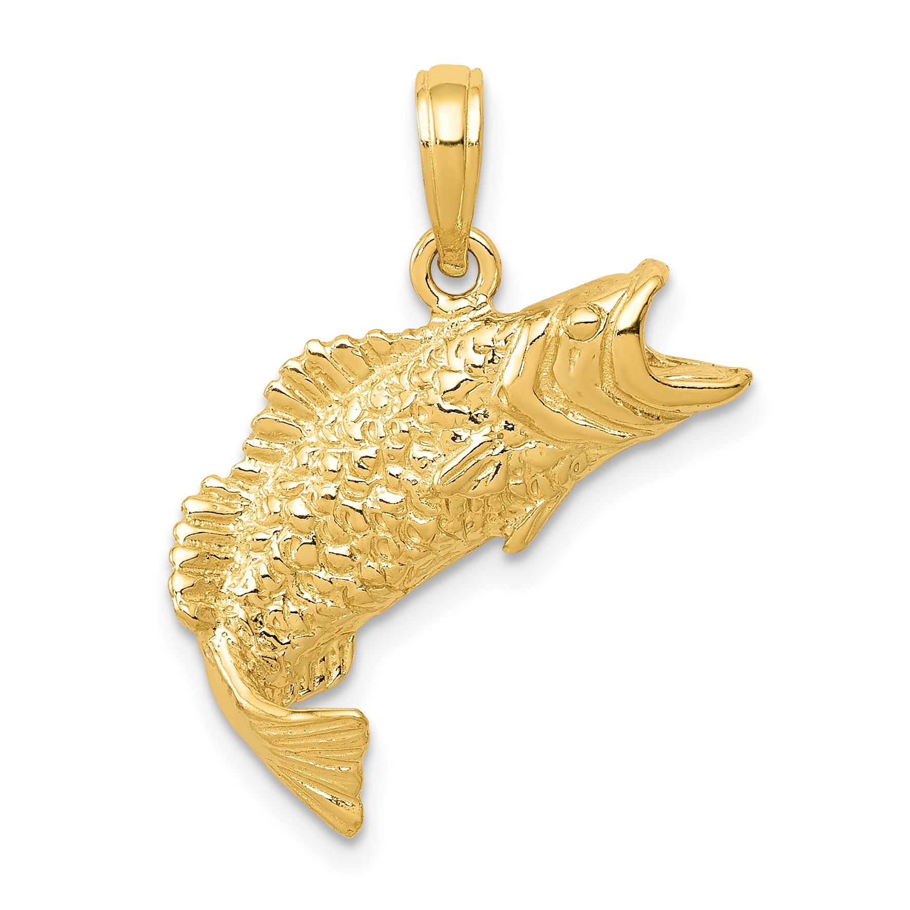 14k Yellow Gold Fish Pendant Charm 