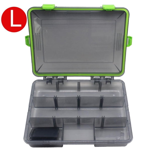 Caja de pesca portátil, cebo impermeable, cajas de anzuelos, herramienta de pesca (verde grande)