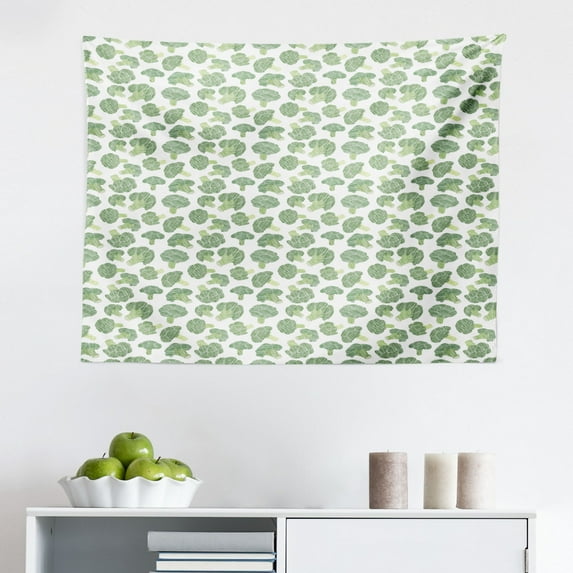 Vegetables Tapestry, Cartoonish Repetitive Pattern with Vivid Healthy Organic Vegetarian Foods, Fabric Wall Hanging Decor for Bedroom Living Room Dorm, 2 Sizes, Multicolor, by Ambesonne