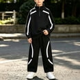 thumbnail image 6 of Youth Boys Half Zip Tracksuit 2 Piece Kids Mock Neck Pullover Sweatshirt & Jogger Pants Fall Winter Jogger Sweatsuit Outfit Black 7-8 Years, 6 of 6