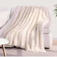 thumbnail image 1 of Faux Fur Throw, Reversible Faux Fur Blanket For Comfort, Fluffy Cream Throw, 1 of 8