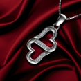 thumbnail image 7 of DEPHINI - Two Hearts Necklace - 925 Sterling Silver Minimalist Pendant, 7 of 7