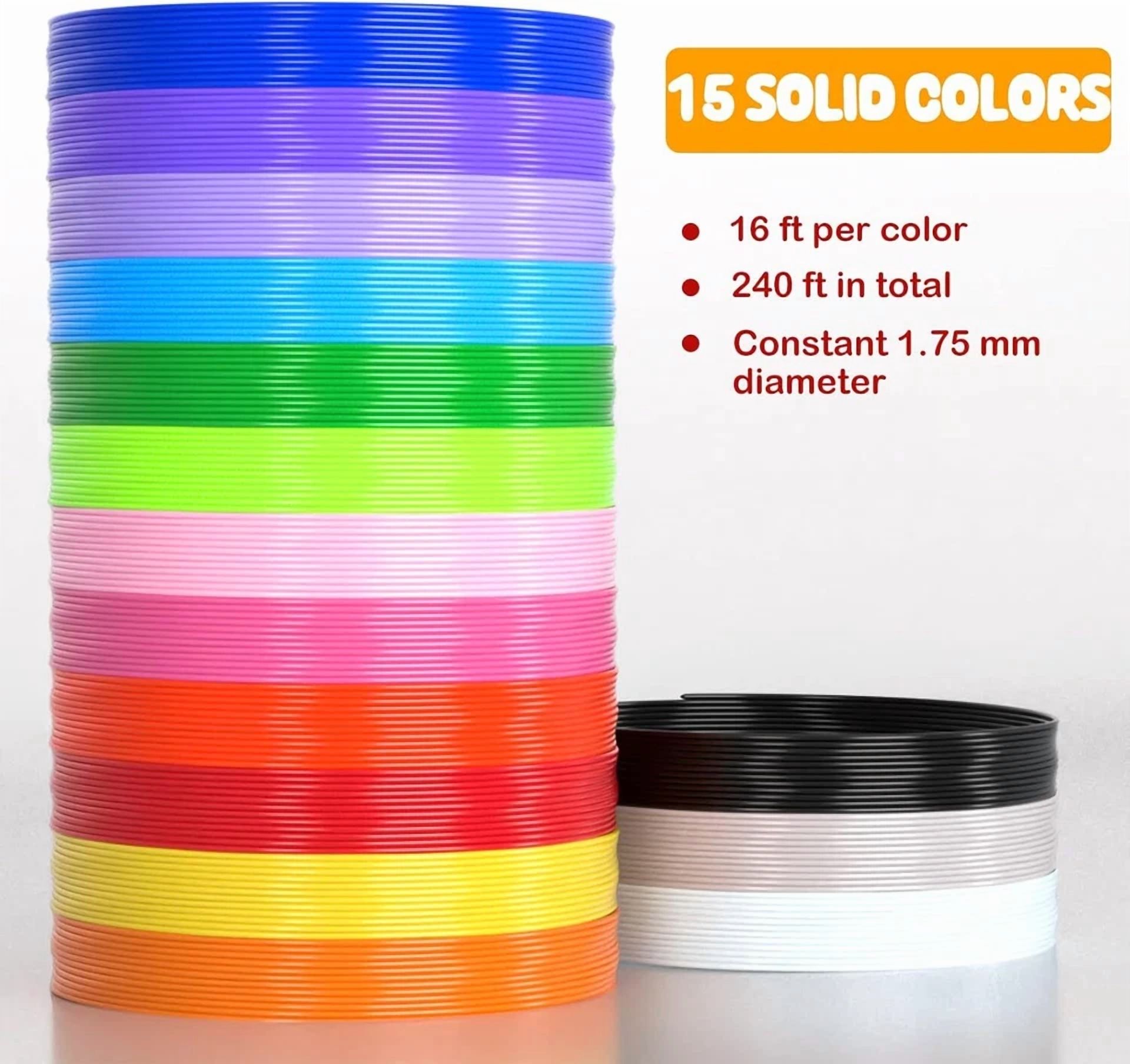 BUTTERFLY- 3D Pen Filament Refills 15 Colors, 16 Ft Per Color Total 240 Ft, 1.75 Mm Filamen
