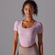 thumbnail image 2 of Camiseta de manga corta sólida para mujer, Top deportivo ajustado para correr, Fitness, Yoga, Tops cortos de entrenamiento para gimnasio, ropa activa, 2 of 5