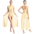 thumbnail image 1 of Aislor Robe de Danse Lyrique pour Femmes Justaucorps de Ballet et de Gymnastique Sans Manches Robes Fendues Tenue de Danse Champagne S, 1 of 7