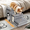 thumbnail image 4 of YUWENUS Dog Step Stair, 3-Step Pet Stairs with Storage Boxes, 17" Folding Dog Ramp Ladder for Small Medium Dogs, 4 of 8