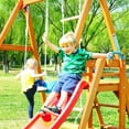 thumbnail image 4 of SUGIFT Wooden Swing Set with Slide, Outdoor Climb Swing Playset for Toddlers, 4 of 6