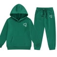 thumbnail image 4 of Kids Sweatsuits 2 Piece Outfits Boys Girls Hoodie and Jogger Pants Sets Long Sleeve Casual Fall Sports Clothes (5T, Green), 4 of 4