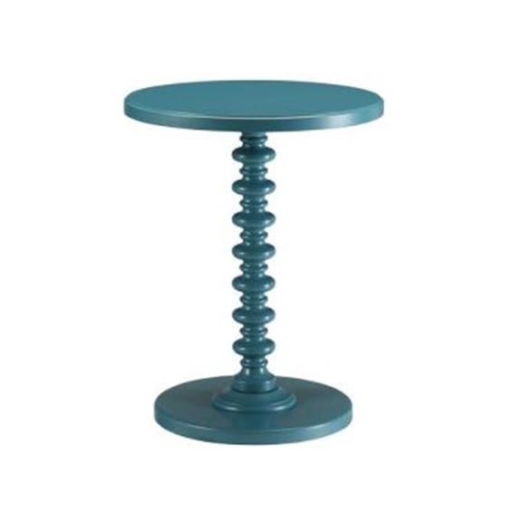 Benjara Astonishing Side Table With Round Top, Teal Blue