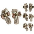 thumbnail image 4 of ZACPNCV Girl's Bow Slip on Slippers Open Toe Braided Slides Flat Sandals White 3-4 Years, 4 of 4