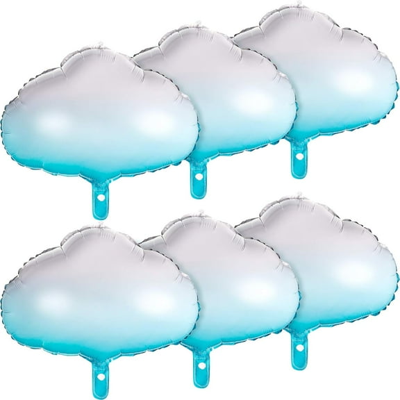 Reusable White Cloud Foil Balloons, Gradient Blue, Easy Inflate Deflate, Durable, Perfect For Birthday, Graduation, Baby Shower, Wedding Decorations, Wide Applicability, 18 X 12