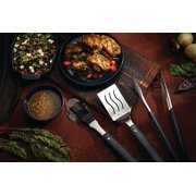 Napoleon Best with Seafood Wood Chips - 70054 - Tongs, Spatula, Silicone Basting Brush, Stainless Steel, Ergonomic, Tool Hooks, Easy Locking Tongs