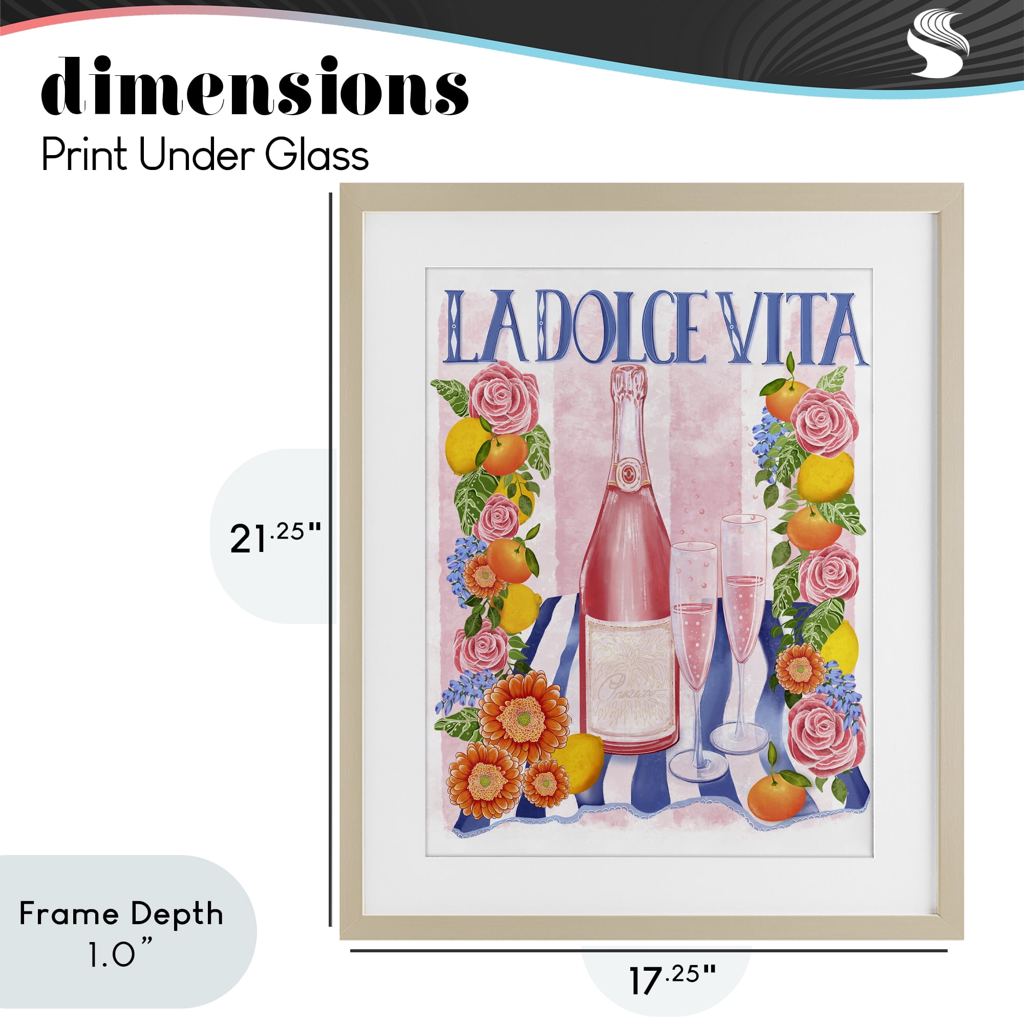 Stupell Industries Pink Champagne Picnic Birch Framed Print Under Glass, design by Lori Mosley