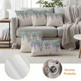 thumbnail image 6 of Spring Wisteria Pillow Covers 2 Pack Watercolor Falling Purple Floral Leaf Butterfly Linen Texture Pillowcase Waterproof Outdoor Throw Pillow Cover for Patio Garden Square Cushion 24”x24”, 6 of 9