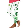 thumbnail image 3 of lcziwo Lightning Prime Today, St Patricks Day Leggings for Women High Waisted Tummy Control Workout Leggings Novelty Shamrock Leaves Print Irish Green Soft Yoga Pants Multicolor L, 3 of 7