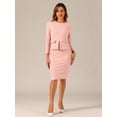 thumbnail image 3 of DARING DIVA Bodycon Round Neck 3/4 Sleeve Peplum Wear Sheath Dress XL Dusty Pink, 3 of 6