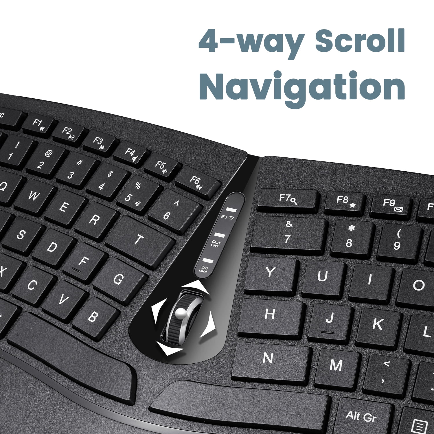 Perixx PERIDUO-606 Wireless USB Compact Ergonomic Keyboard with Vertical Optical Mouse - Detachable Stand - Black