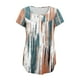 thumbnail image 4 of Mujeres de Verano Tops de Manga Corta Impresa Casual Cuello Redondo Plisado Superior 95% Poliéster 5% Spandex, Blusa de Moda para Todas las Estaciones, 4 of 6