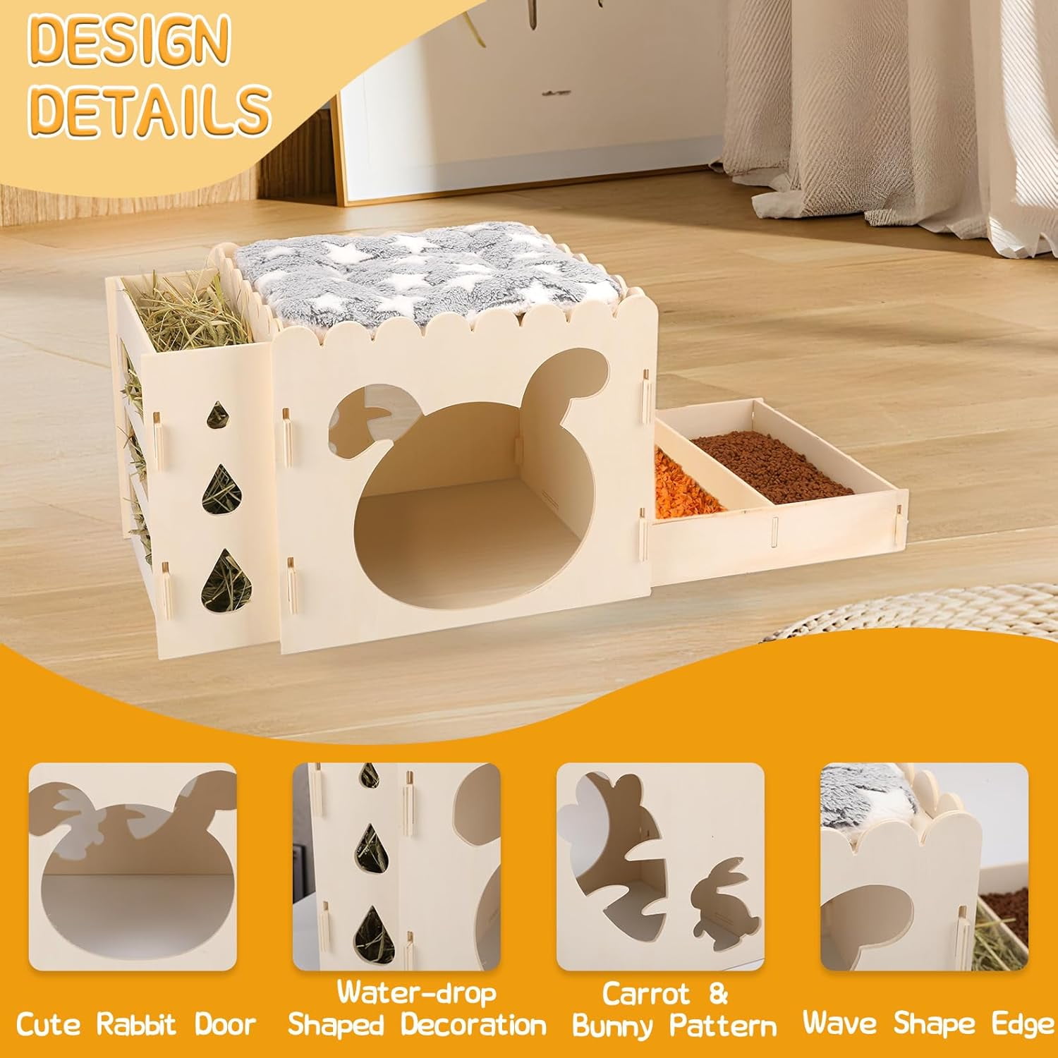 Rabbit Castle Bunny House Wth Feeder, Rabbt House Castle, Rabbt