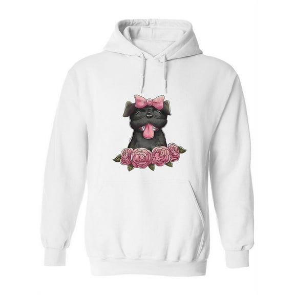 Pug And Roses Hoodie Women -SPIdeals Designs, Female 4X-Large