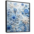 thumbnail image 2 of Designart "Botanical Tiles in Blue and White IV" Abstract Framed Wall Art - Modern White Abstract Botanicals Entryway Framed Wall Art Print, 2 of 6
