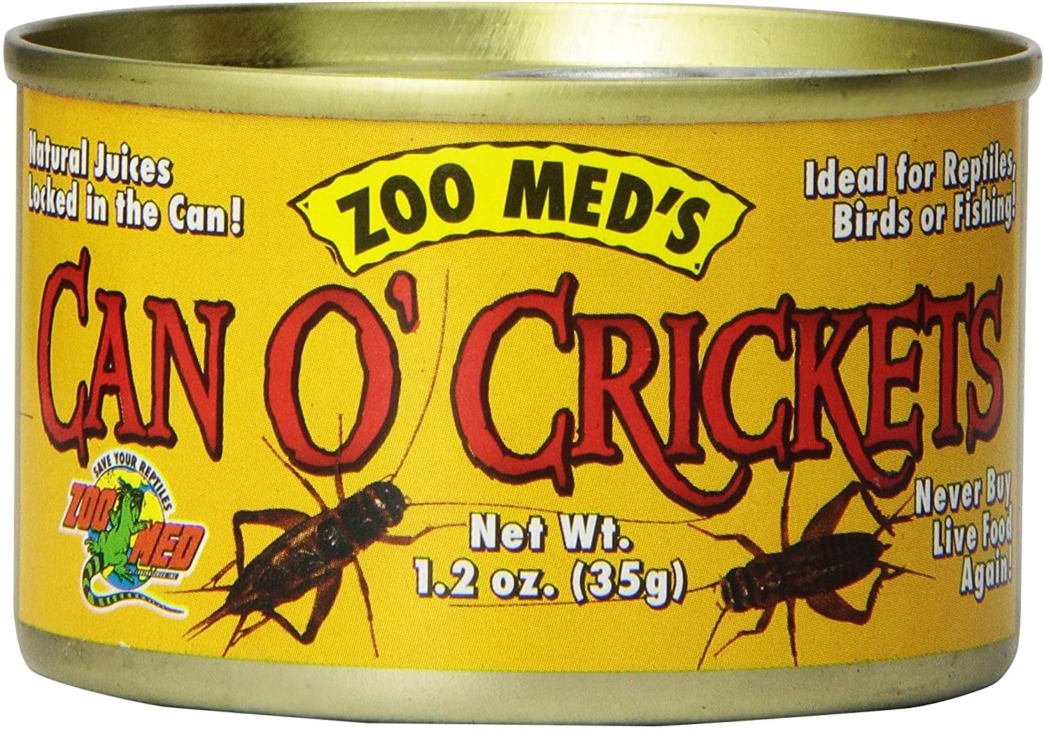 Zoo Med Can O' Crickets for Reptiles and Birds [Aquarium Carnivore Food, Marine,  Tropical Fish Food, Reptile Bearded Dragon, Crickets and Insects, Snake Food] 4.8 oz