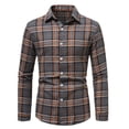 thumbnail image 5 of Samdudou Mens Long Sleeve Shirts Plaid Flannel Button Up Casual Autumn Outerwear Classic Windowpane Check Pattern Daily Streetwear, 5 of 8