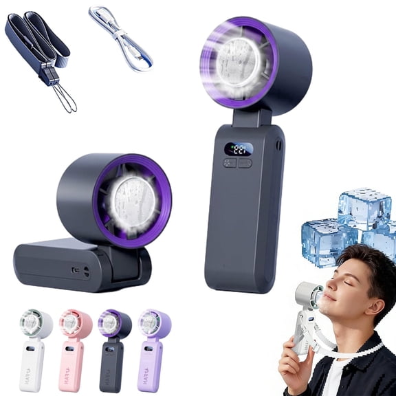 Portable Turbo Fan, Fast Cooling Handheld Fan with Lanyard, 3-in-1 Handheld Desk & Neck Fan, Rechargeable for Travel & Outdoor Use