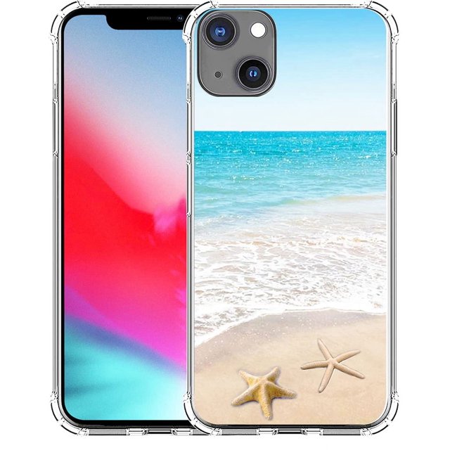 Funda de teléfono MUQR para iPhone 13 14 de 6.1 pulgadas, diseño de playa de silicona