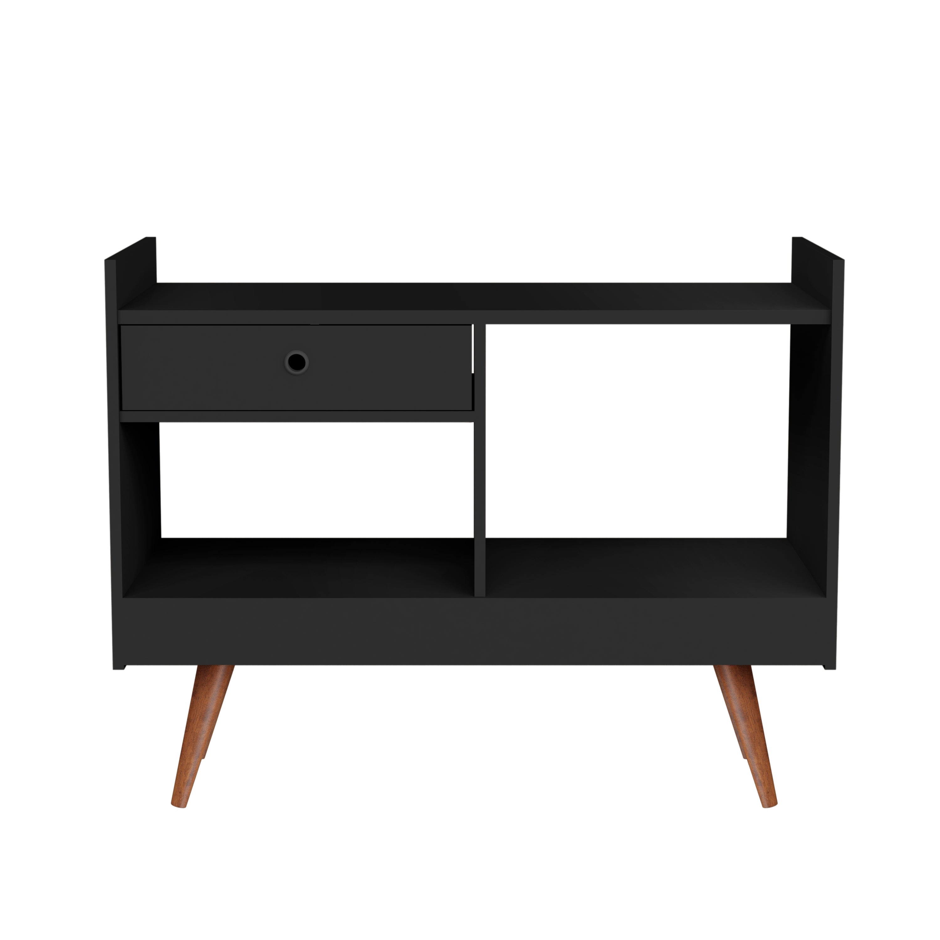 Ember Interiors Modern Bar Cabinet with 2 Open Shelves, Black