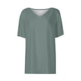 thumbnail image 4 of Zori Womens Short Sleeve V Neck Tops Dressy Casual Loose Fit Cute Tee Shirt Fashion Solid Color Basic Tunic Trendy Summer Tops for Girls, 4 of 5