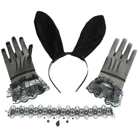 Bunny Girl Costume Lace Rabbit Ear Headband Gloves Necklace Bunny Ear ...