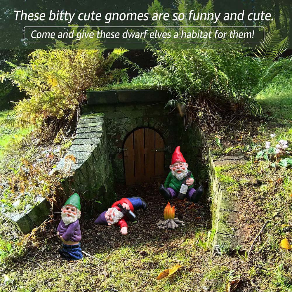 1/4 PACK Fairy Garden Gnomes Figurines Funny Dwarf Accessories Home Decoration