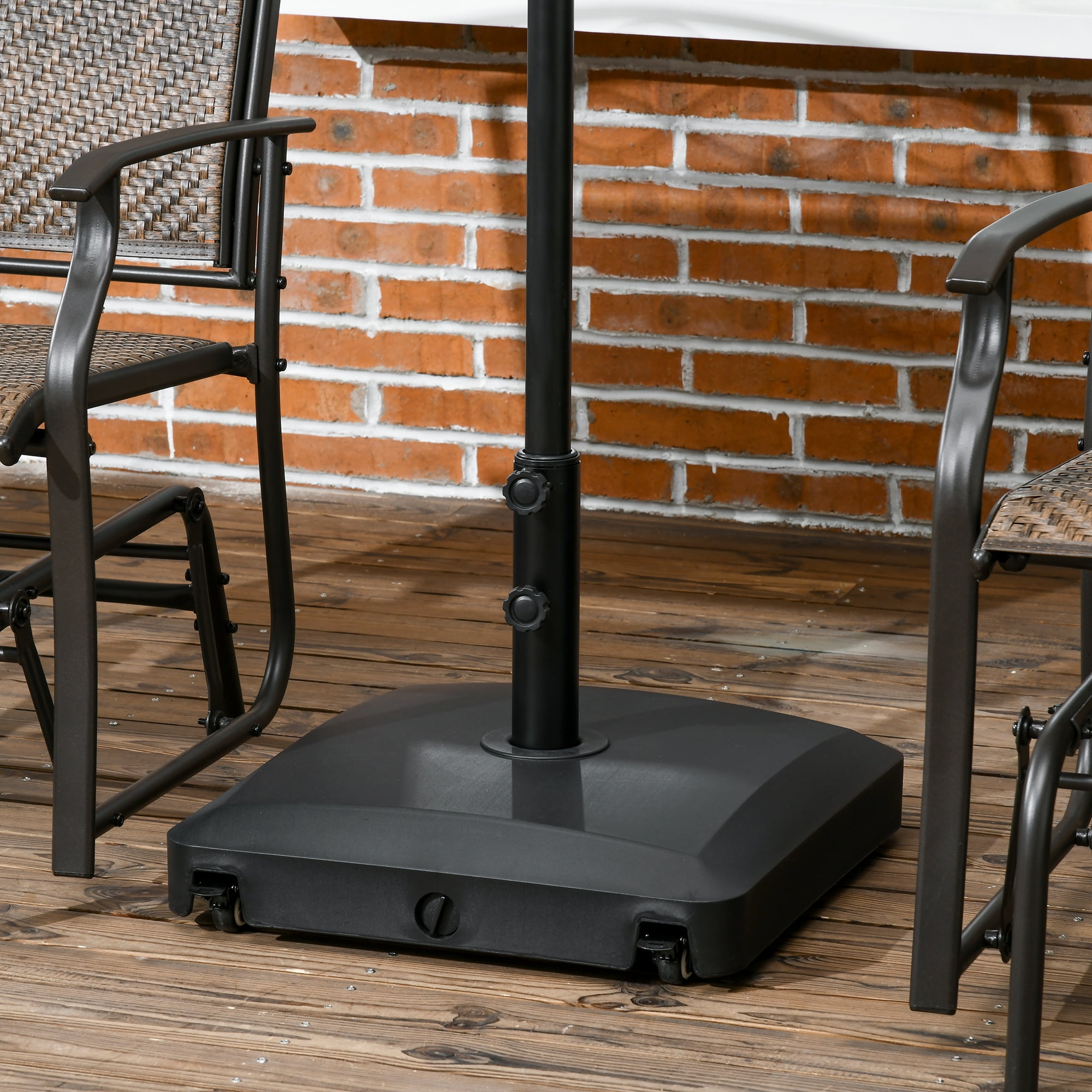 Patio Umbrella Base with Wheels, 53lbs Water or 66lbs Sand Filled, Heavy Duty Outdoor Umbrella Stand Holder, Black