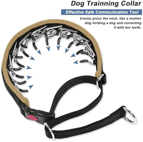 M Khaki Martingale Collar for Dogs, Heavy Duty Nylon No Pull Adjustable Anti Pull Reflective Slip Collar for Large Medium Small Dogs