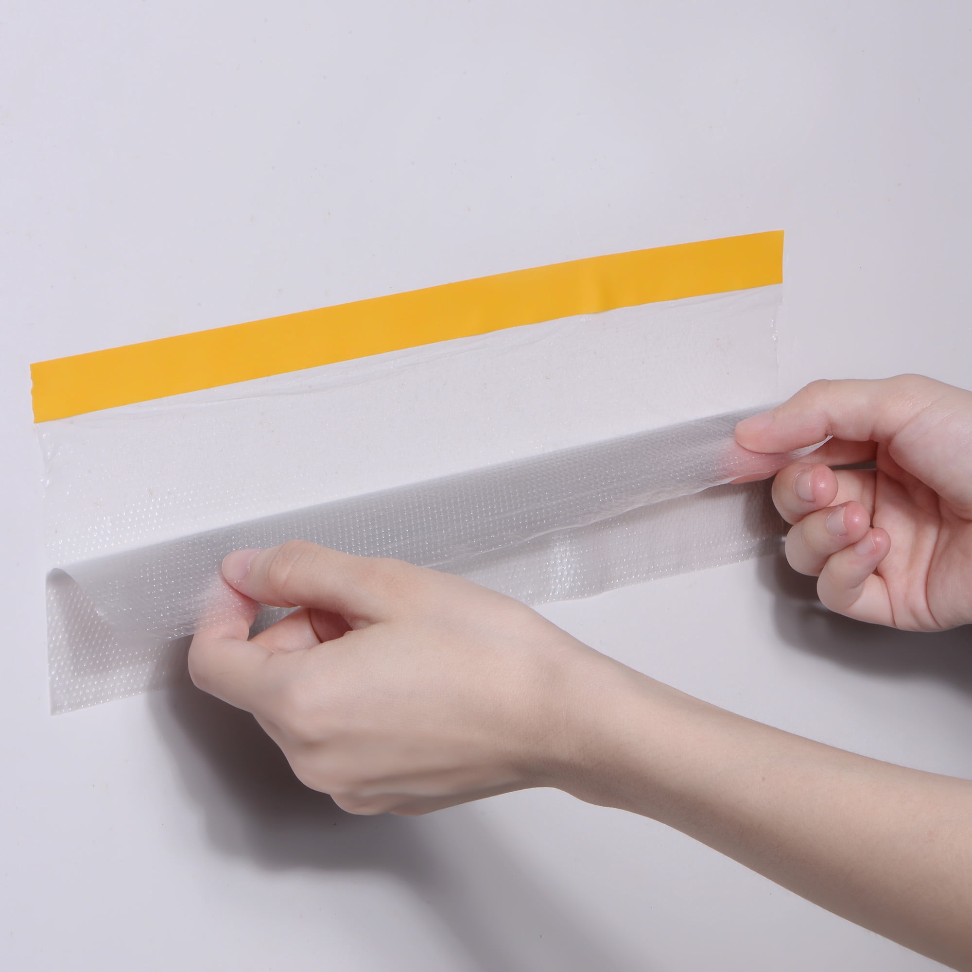 Uxcell 43.3 in x 65 ft Pre-Taped Masking Film with Medium-Tack Painters Tape for Painting Protection 2 Pack