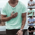thumbnail image 4 of Men Fashion Loose T Shirts Solid Short Sleeve O Neck Pullovers Vintage Thin Tees, 4 of 6