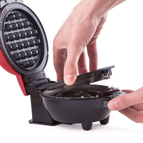 Dash Multimaker Mini System - Waffle Maker with Five 4” Removable Plates: Waffle Iron & Griddle, 4-in-1 Mini Waffle Maker for Kids and Families, Red