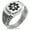 Silver, variant on Stainless Steel Radioactive Gear CZ Ribbed Needle Stripe Pattern Biker Style Polished Ring