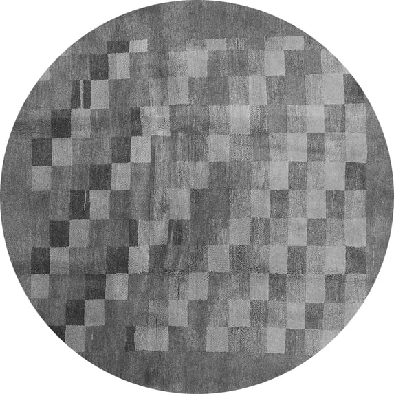 Ahgly Company Indoor Round Checkered Gray Modern Area Rugs, 6' Round