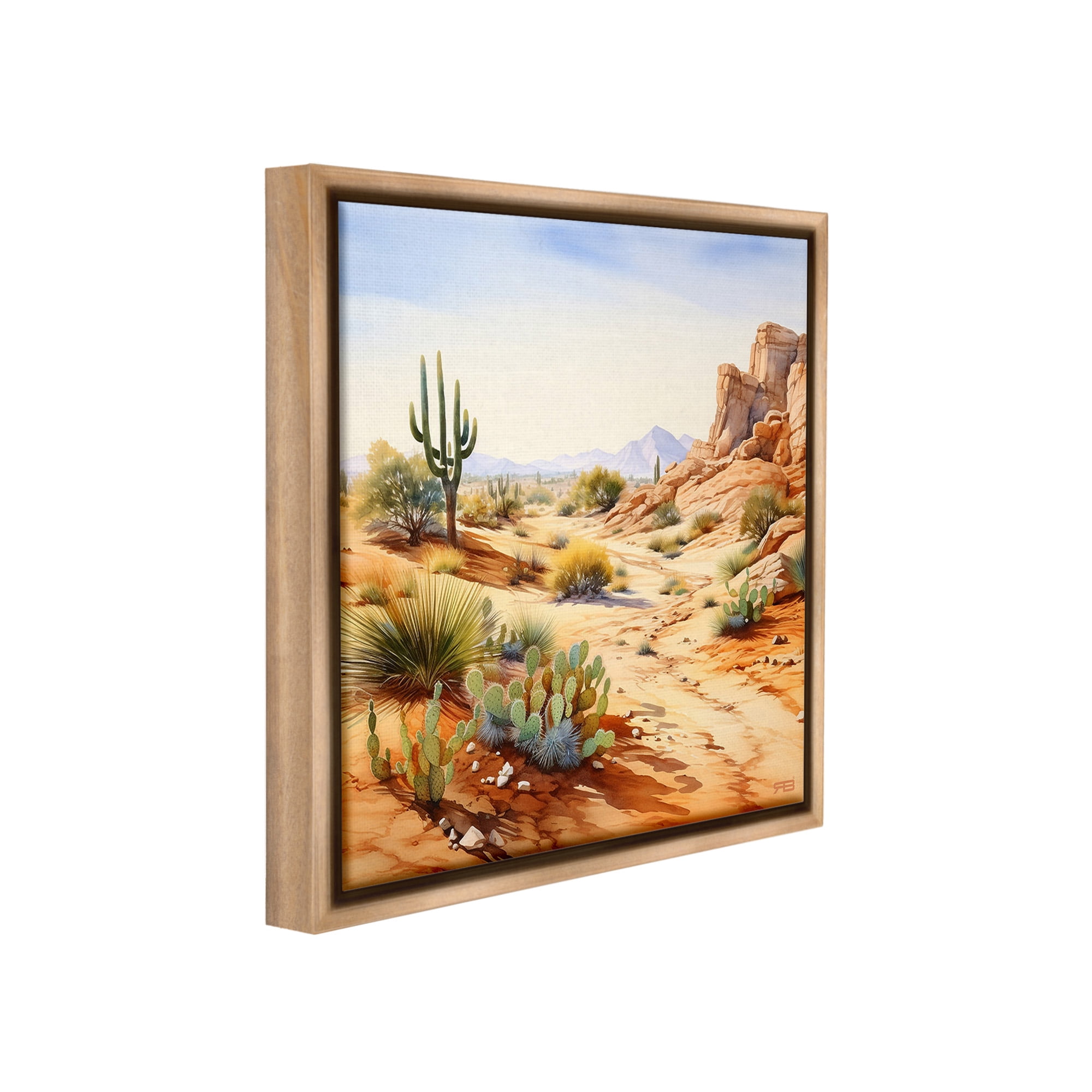 Stupell Industries Scenic Desert Plateau Landscape Painting Brown Floater Framed Canvas Art Print Wall Art, 25 x 25
