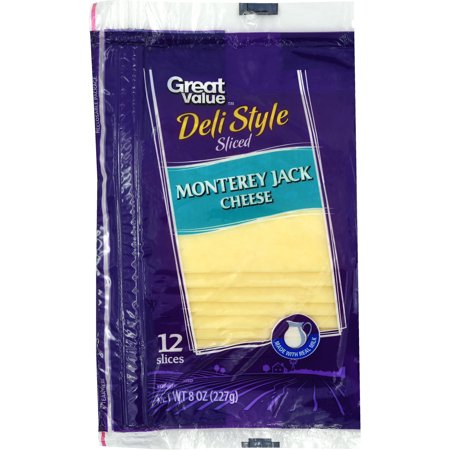Great Value Deli Style Sliced Monterey Jack Cheese, 8 oz - Walmart.com
