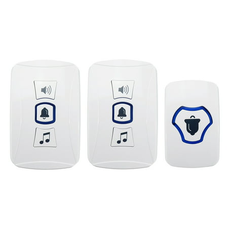 Waterproof Wireless Home Music Door Bell Kit-2 Or 1 Cordless Receiver+1 Doorbell 150M w/36 Ringtones & 8 Chords 4-level Volume Doorbell Kit For Office Warehouse