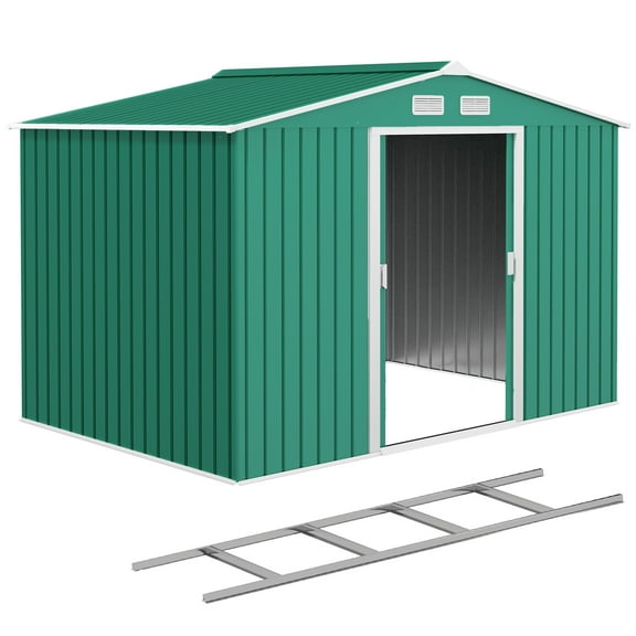 Outsunny Remise de Jardin 9,1 Pieds x 6,4 Pieds x 6,3 Pieds avec Trousse de Fondation en Acier