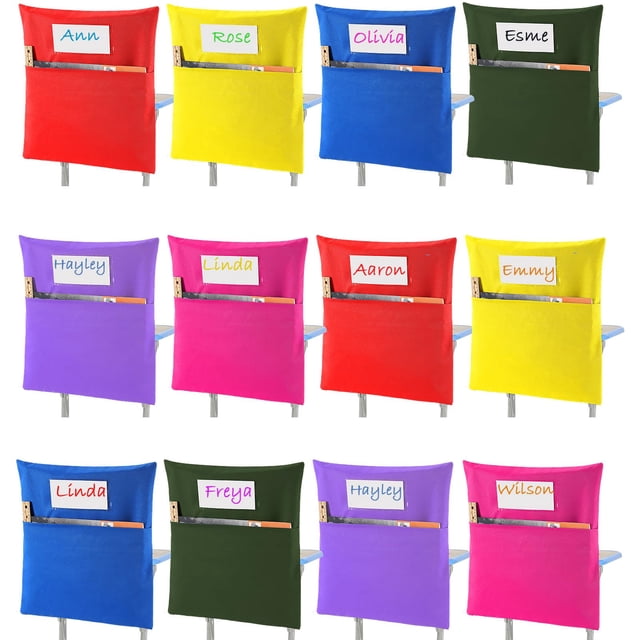 Bolsillos para Sillas de Aula Sanwuta Paquete de 24 Bolsas para Almacenamiento de Libros