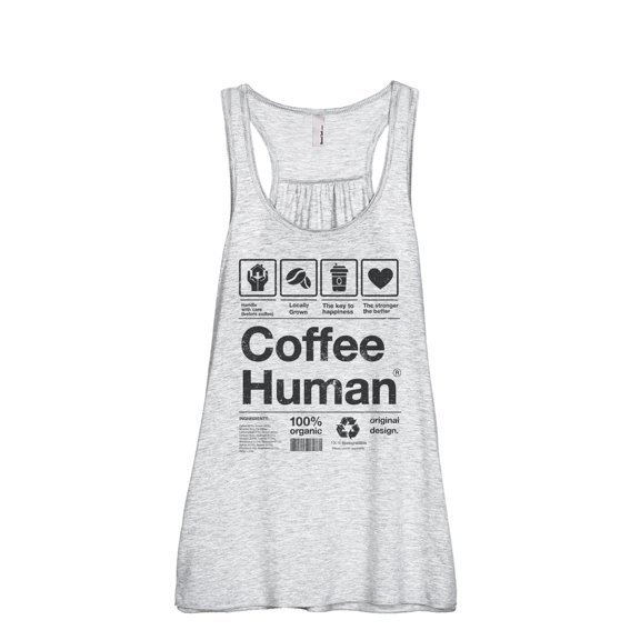 Coffee Human Women's Fashion Sleeveless Flowy Racerback Workout Yoga Tank Top Sport Grey 2X-Large