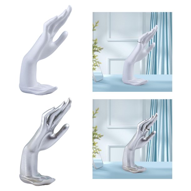 Soporte de mano para joyería shamjiam 2 uds anillos de boda Exhibición de pulseras organizador estante Argenta blanca