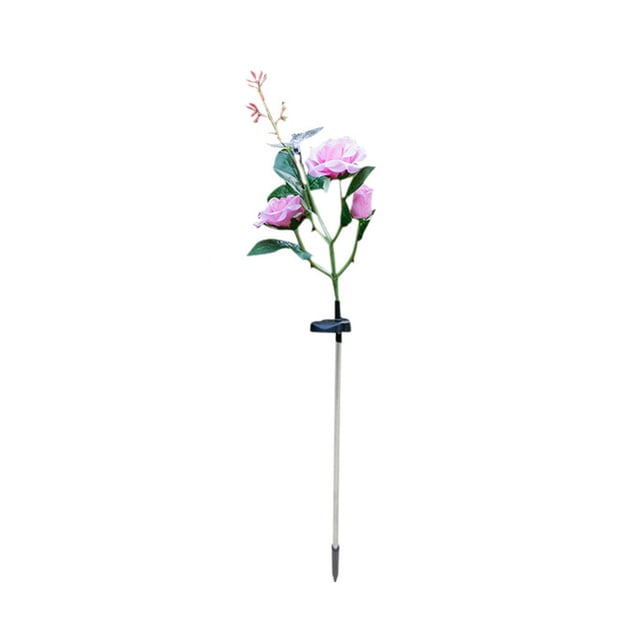 Luces solares de rosas con estaca para jardín, lámpara decorativa para exteriores, ideal para caminos y patios (flores rosas con mariposas)